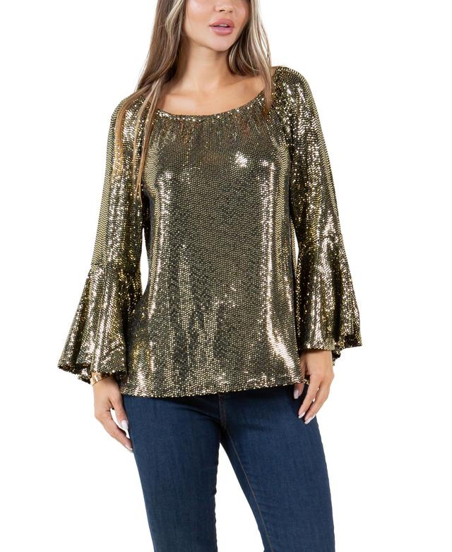 Fever Womens Glitter Dot Symphony Sleeve Top Product Image