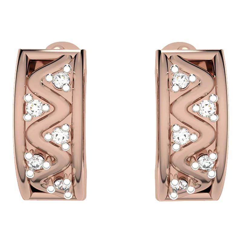 10k Rose Gold Diamond Huggie Hoop Earrings, Womens, 10k Gold Product Image