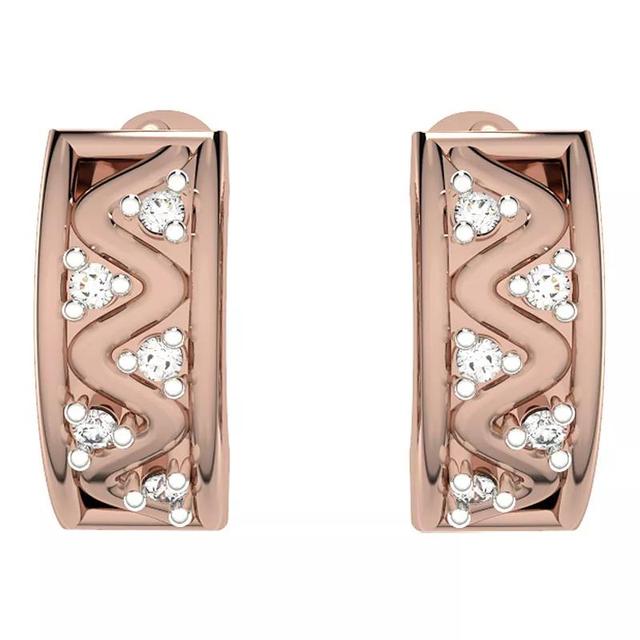 10k Rose Gold Diamond Huggie Hoop Earrings, Womens, 10k Gold Product Image