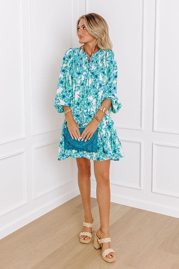 Coastal Cruise Floral Mini Dress in Green Product Image