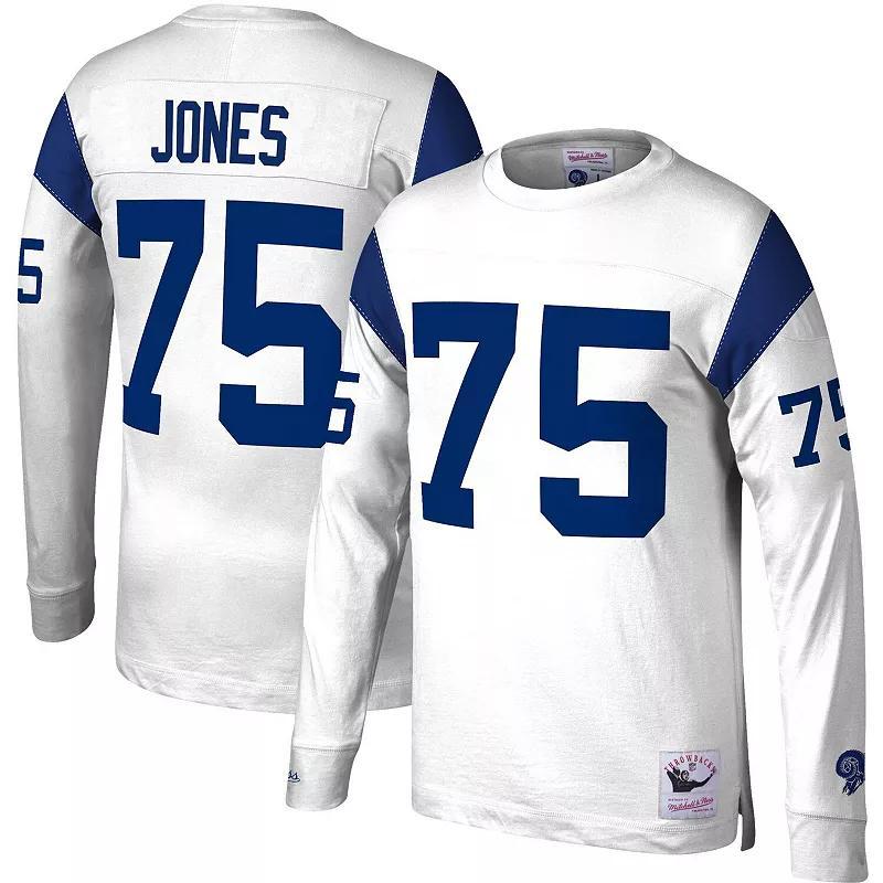 Mens Mitchell & Ness Deacon Jones Los Angeles Rams Throwback Retired Player Name & Number Long Sleeve Top Product Image