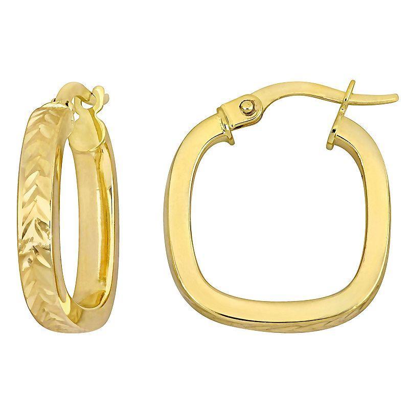 Stella Grace 10k Gold Textured Square Hoop Earrings, Womens Product Image