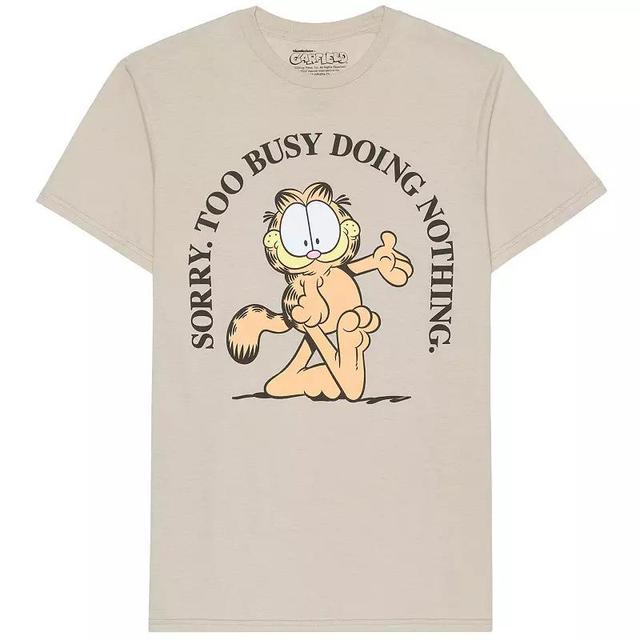 Mens Garfield Busy Doing Nothing Graphic Tee Pink Product Image