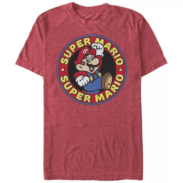 Mens Super Mario Original 70s Logo Graphic Tee Grey Heather Product Image