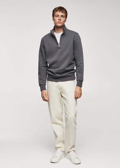 MANGO MAN - Cotton sweatshirt with zipper neck dark greyMen Product Image