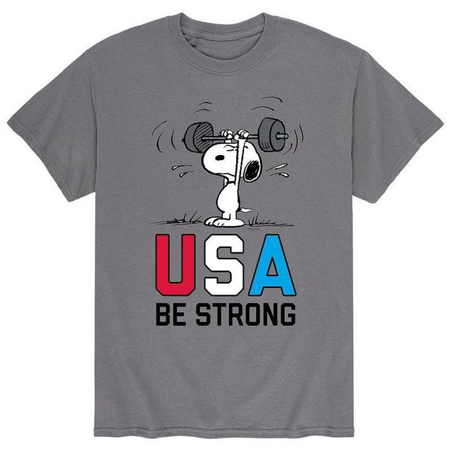 Mens Peanuts Snoopy USA Be Strong Tee Grey Product Image