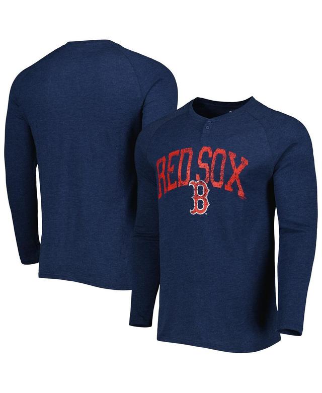 Men's Concepts Sport Heather Navy Boston Red Sox Inertia Raglan Long Sleeve Henley T-Shirt Product Image