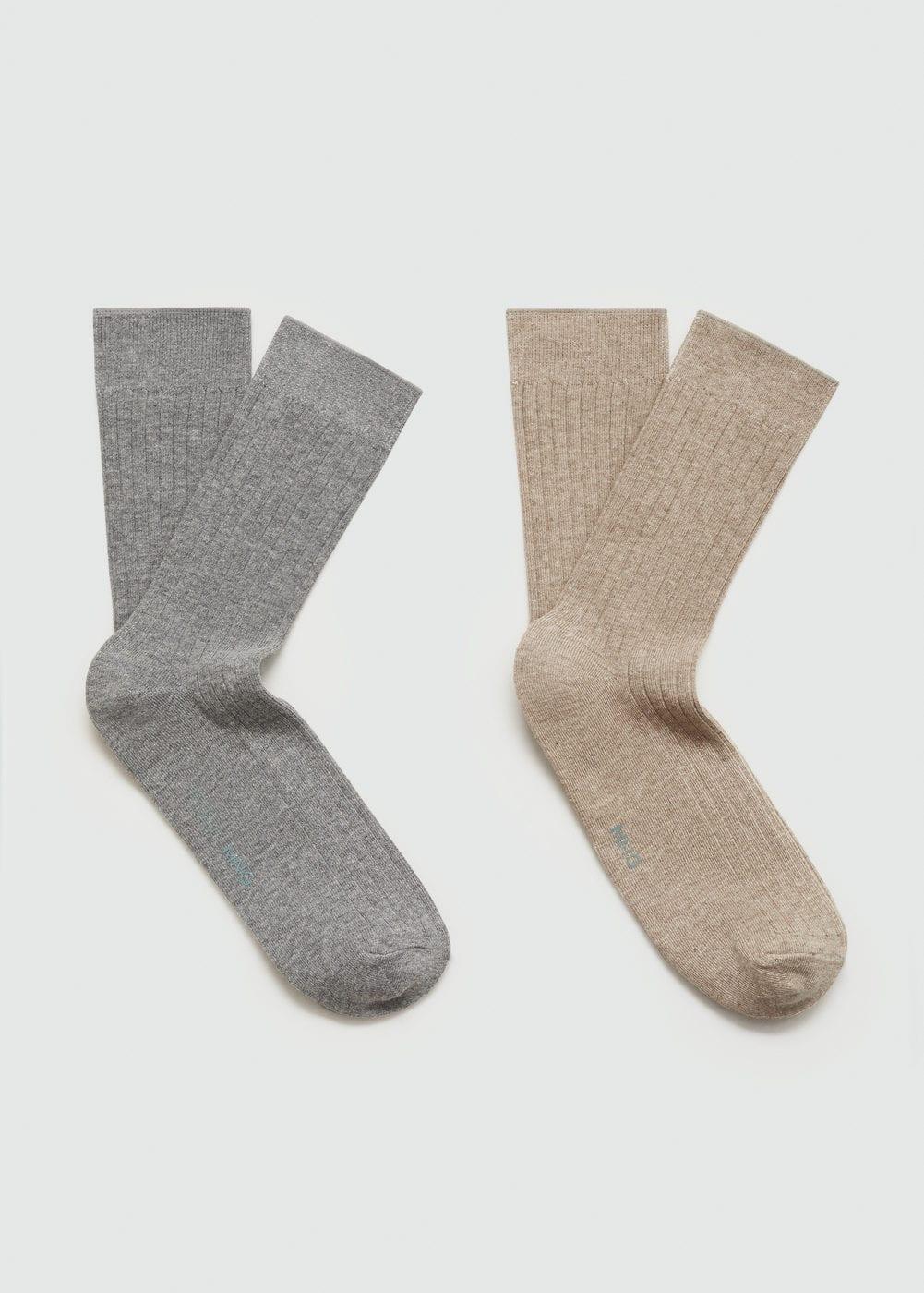 Pack of 2 ribbed cotton socks - Men | MANGO USA Product Image