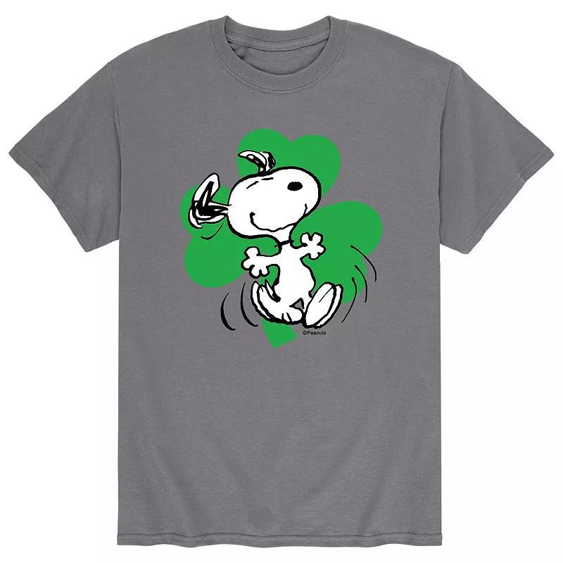 Mens Peanuts Dancing Snoopy St. Patricks Day Tee Grey Product Image