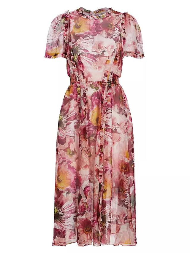 Marchesa Rosa Sedum Floral Chiffon Midi-Dress Product Image