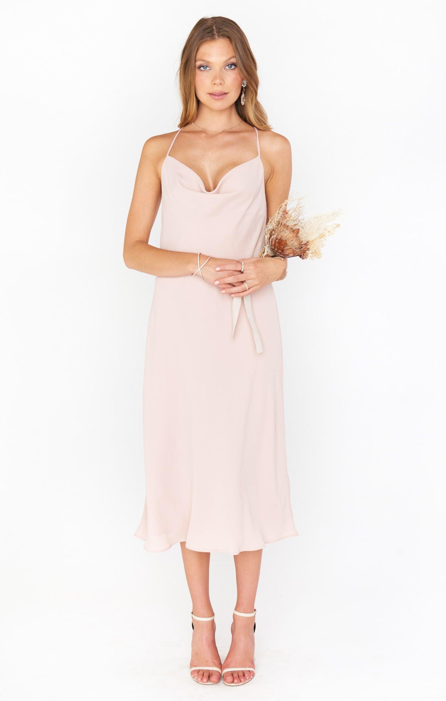 Verona Cowl Dress ~ Dusty Blush Crisp Product Image