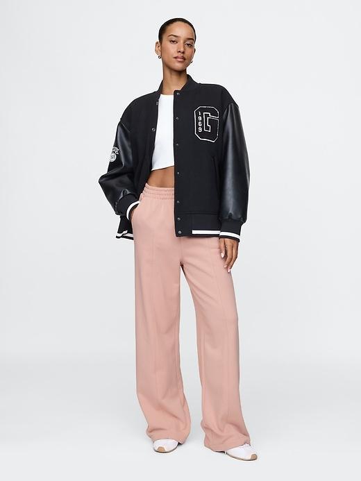 French Terry Seamed Wide-Leg Sweatpants Product Image