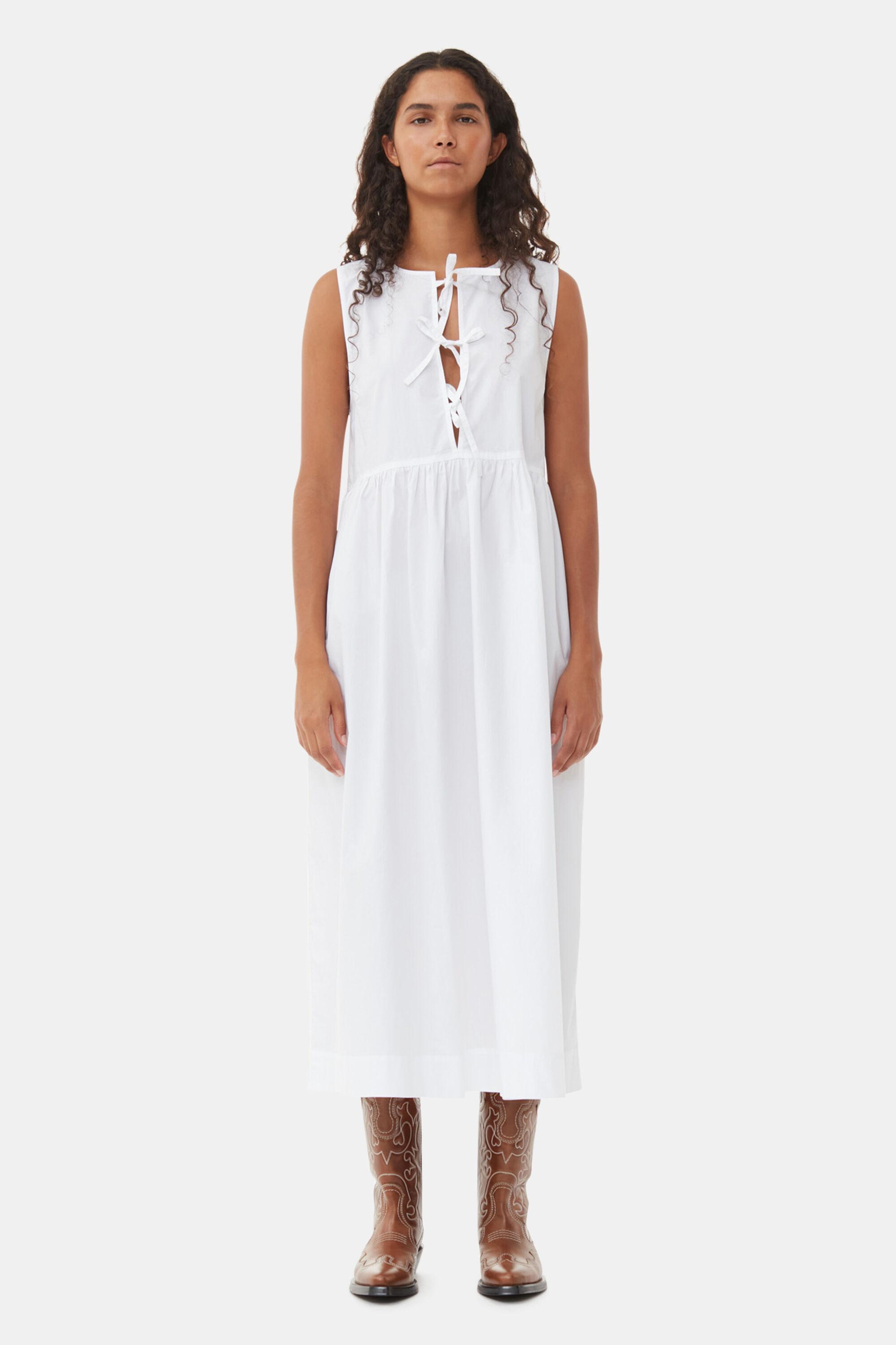 White Cotton Poplin Midi Dress product image