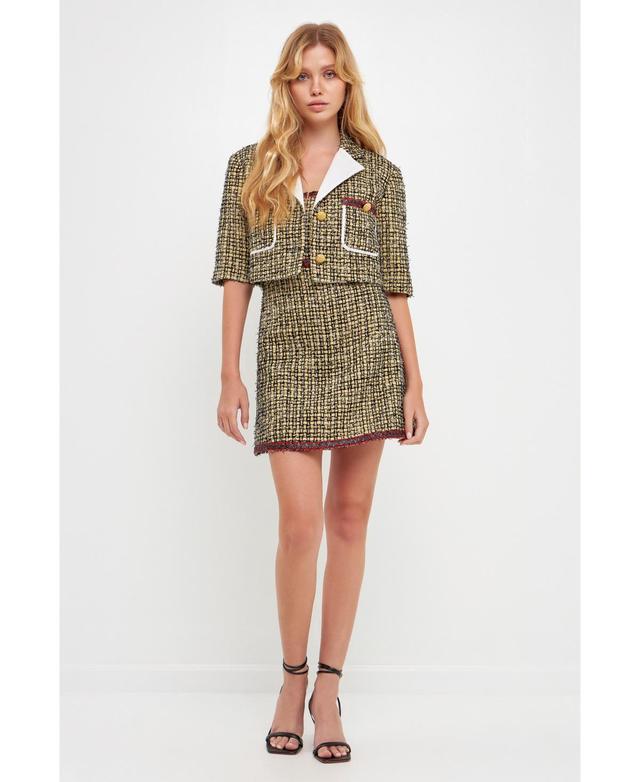 Womens Cropped Tweed Jacket Product Image