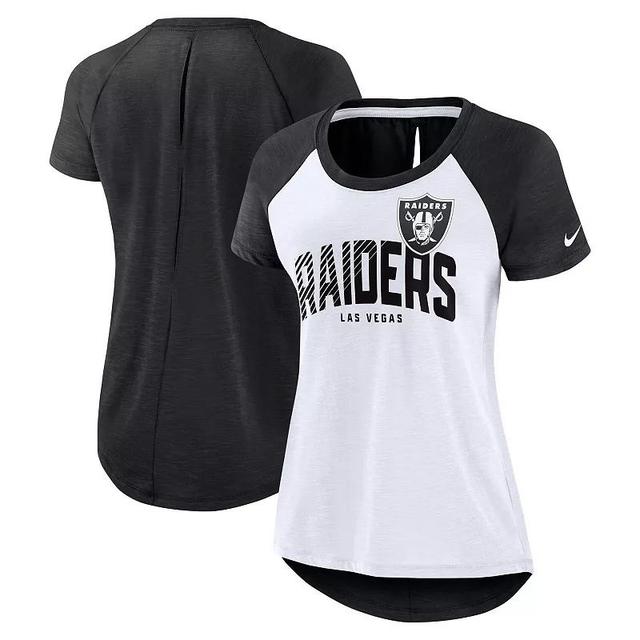 Womens Nike White/Heather Scarlet Las Vegas Raiders Back Slit Lightweight Fashion T-Shirt Product Image