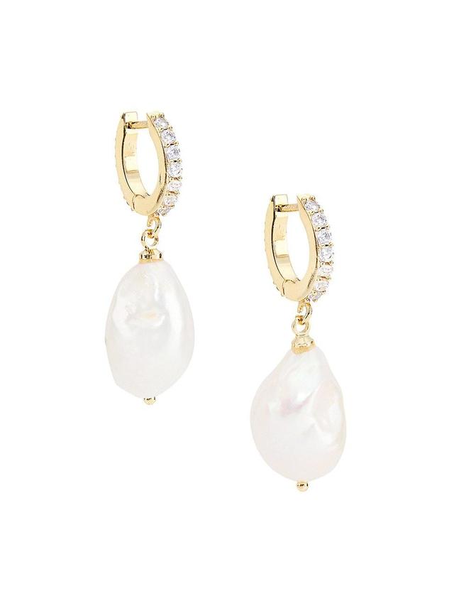 Womens 14K-Gold-Plated, Glass Crystal, & 18MM Freshwater Pearl Drop Earrings Product Image