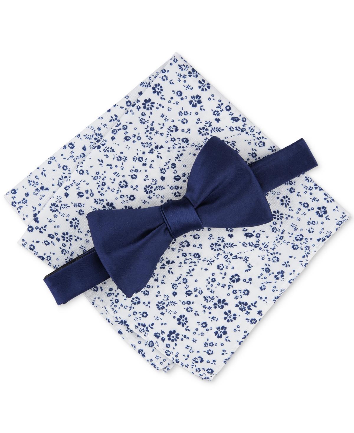 Bar Iii Mens Logan Solid Bow Tie & Floral Pocket Square Set, Created for Macys Product Image