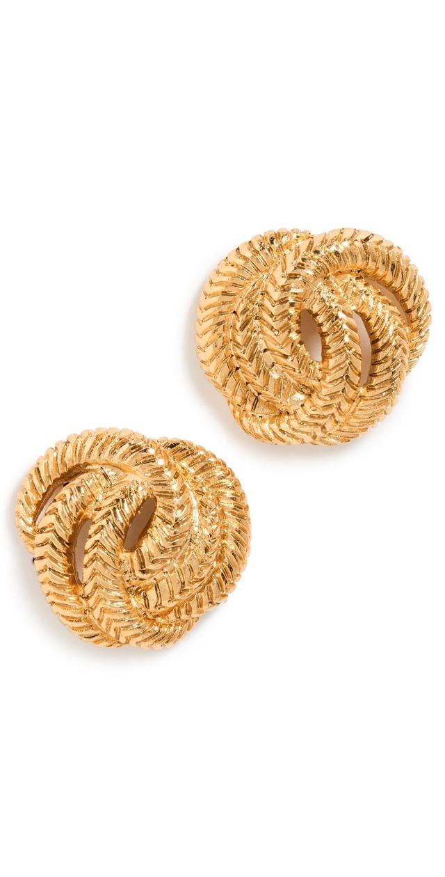 Womens 14K-Gold-Plated Knot Stud Earrings Product Image