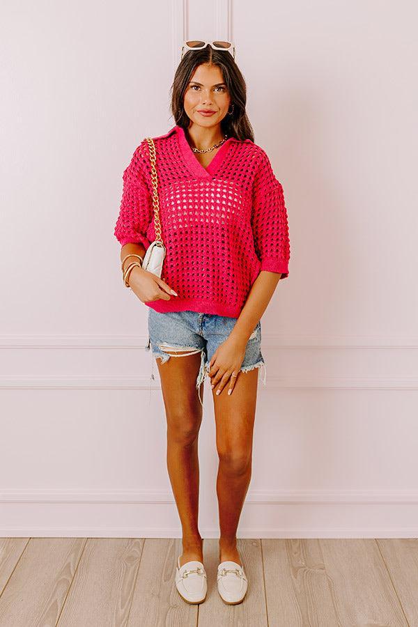 Beachside Bliss Knit Top In Hot Pink Product Image