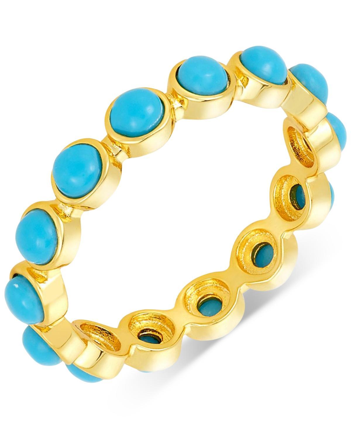 Adornia 14k Gold Plated Simulated Turquoise Eternity Band Ring, Womens Gold Tone Product Image