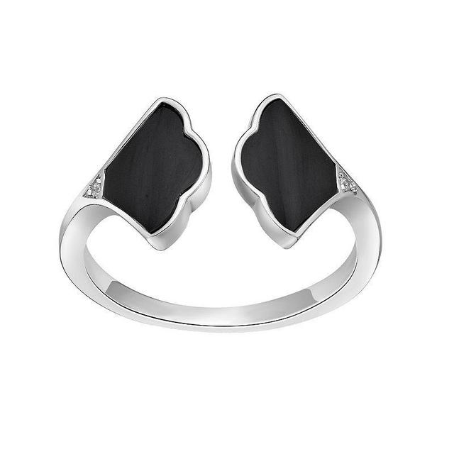 Gemminded Sterling Silver Black Onyx Open Ring, Womens Product Image