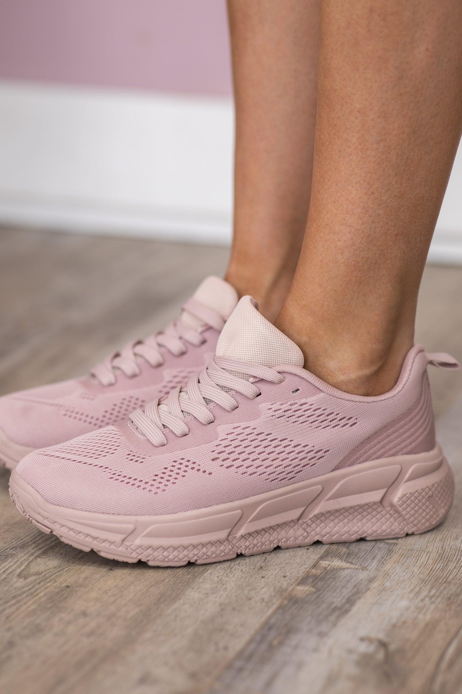 Dusty Rose Lace Up Athletic Sneaker Product Image