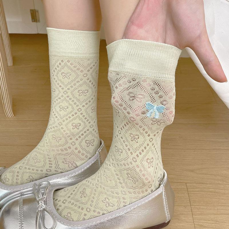 Bow Embroidered Socks Product Image