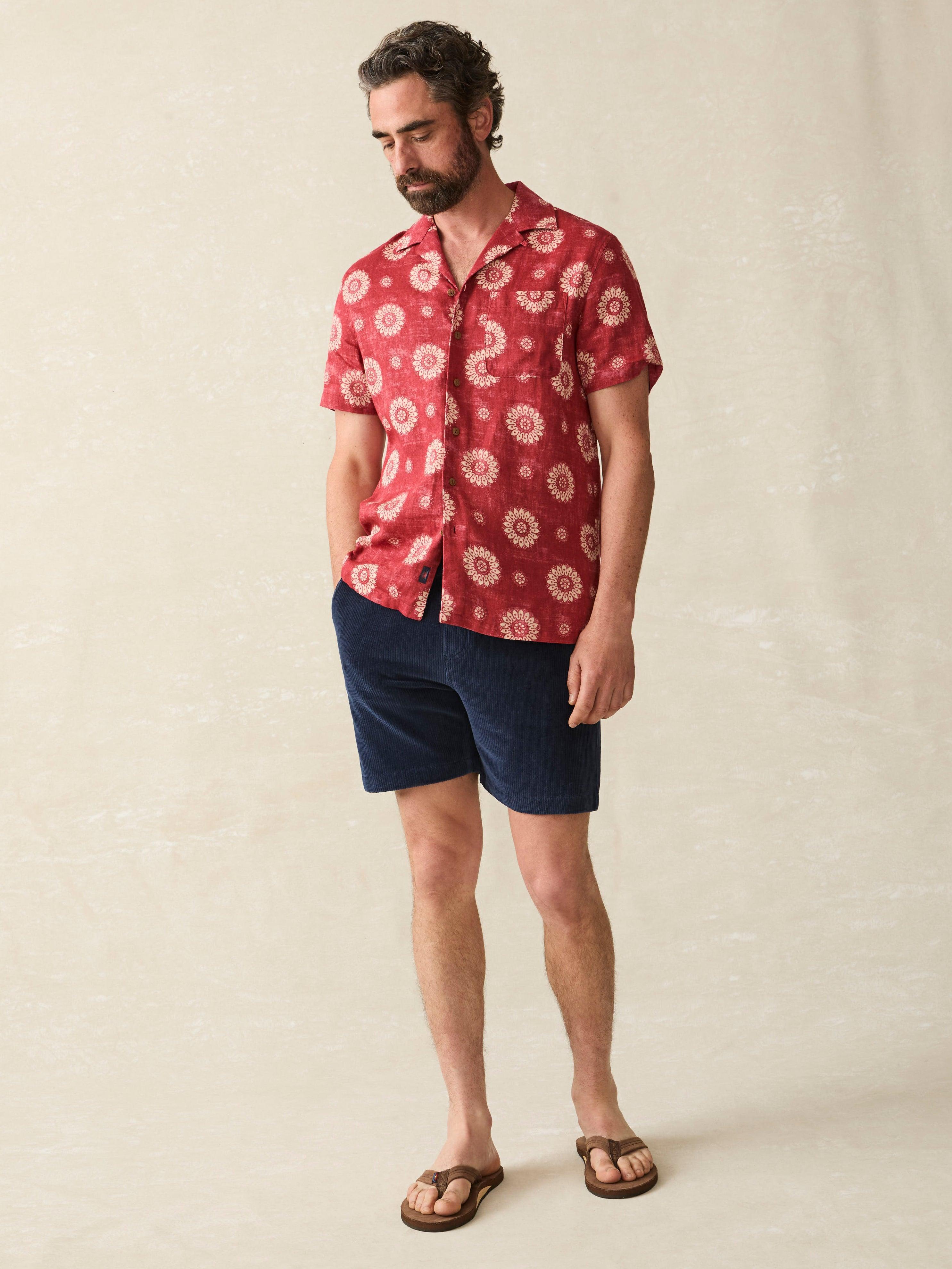 Short-Sleeve Hemp Blend Camp Shirt - Sun Blossom Male Product Image