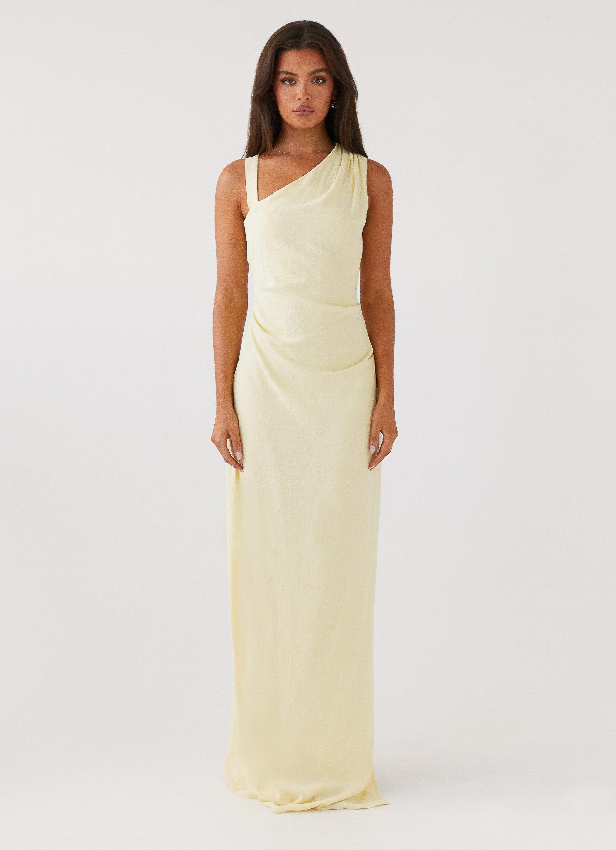 Daffodil Charm Linen Maxi Dress - Sunflower Yellow Product Image