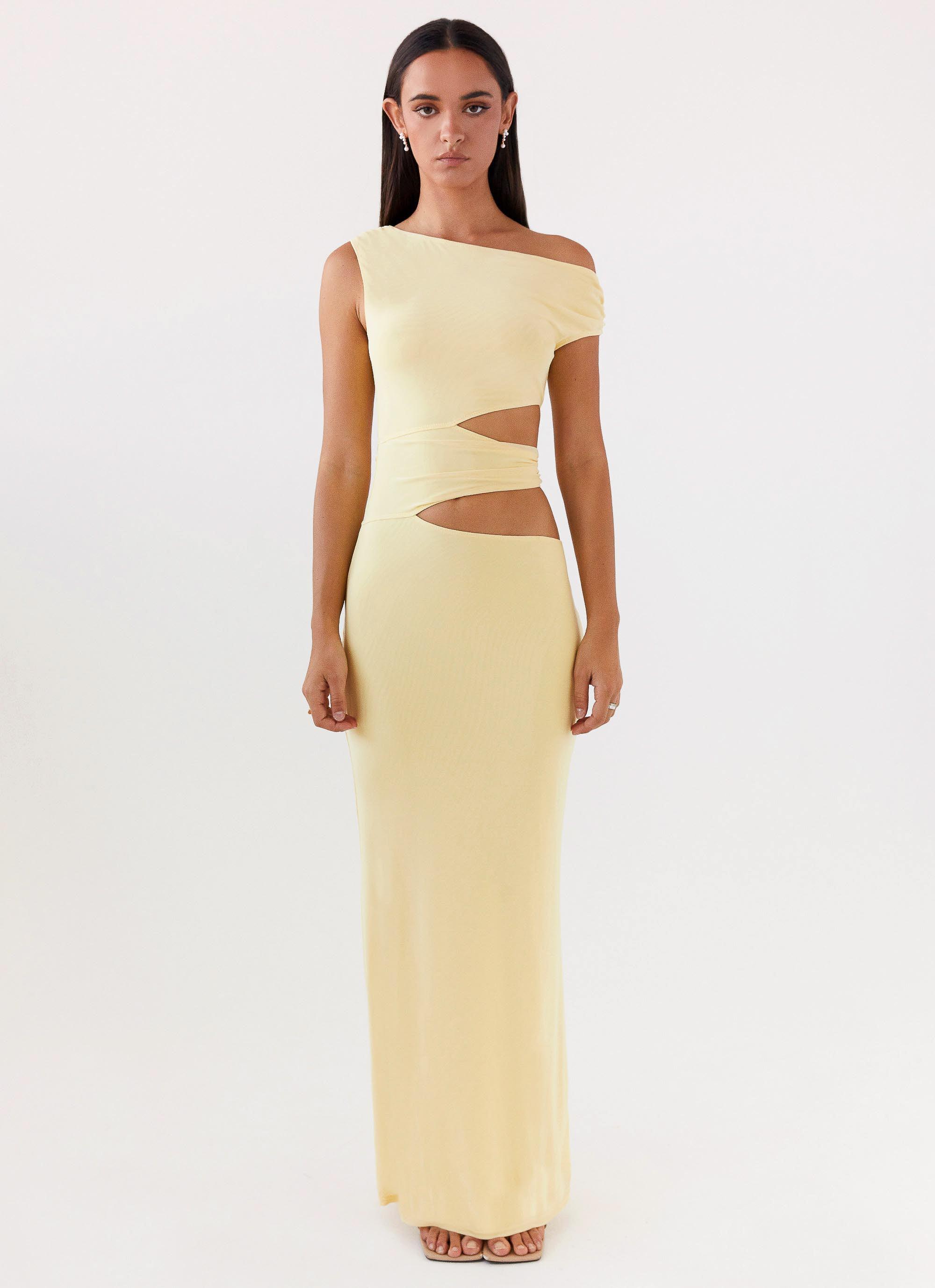 Margot One Shoulder Maxi Dress - Yellow Product Image