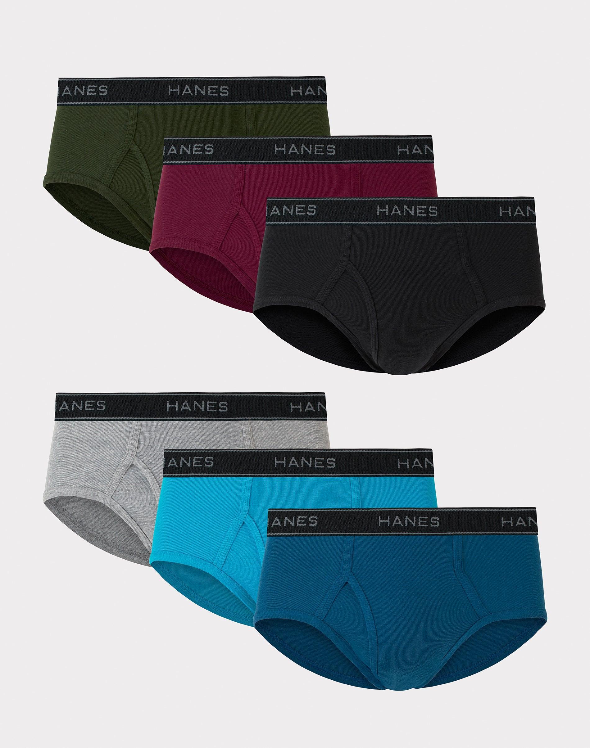 Hanes Mens Tagless Brief Underwear Pack, Mid Rise, 6-Pack Assorted S Product Image