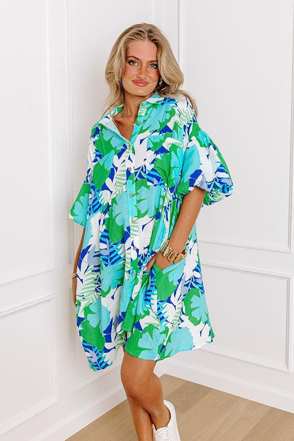 Tropical Vacay Button Down Mini Dress Product Image