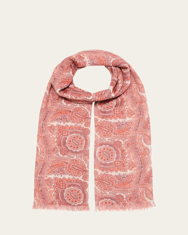 Mens Cashmere and Silk Paisley-Print Scarf Product Image