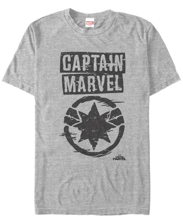 Marvel Mens Captain Marvel Painted Distressed Logo Short Sleeve T-Shirt Product Image