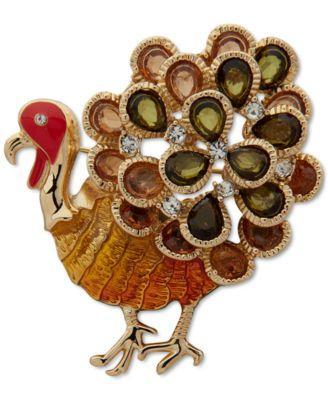 Gold-Tone Polished Brown Turkey Boxed Pin Product Image