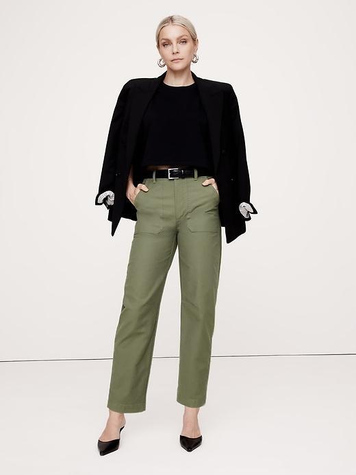 High-Rise Slim Barrel Utility Cropped Chino Product Image