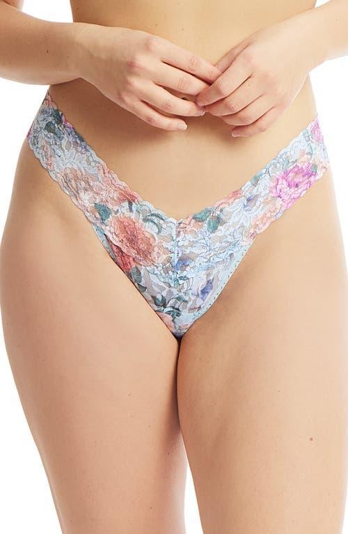 Printed Low-Rise Signature Lace Thong Product Image