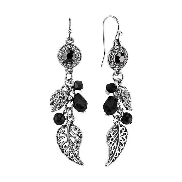 1928 Bead & Leaf Drop Earrings, Womens, Grey Product Image