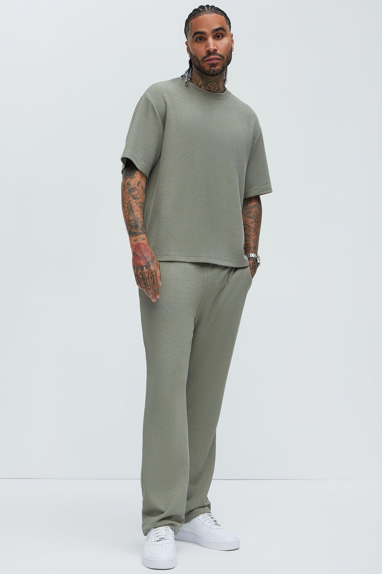 Capstan Straight Textured Pants - Olive Product Image