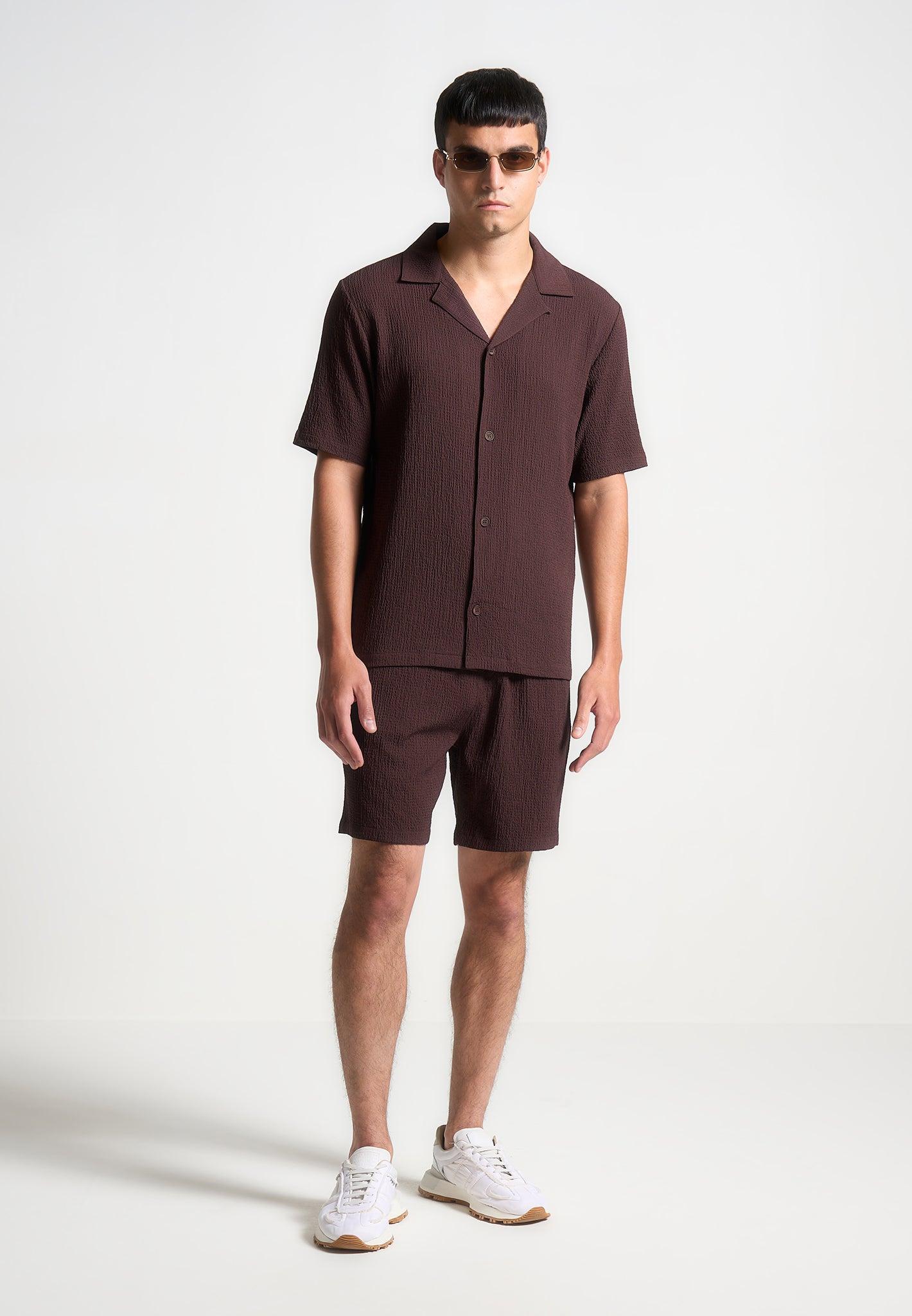 Seersucker Shorts - Brown Male Product Image