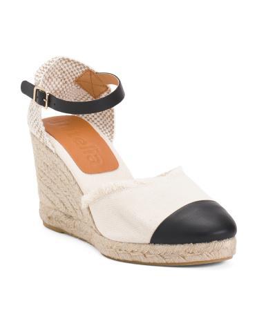 Leather Espadrille Wedge Sandals for Women | Leather/Textile Product Image