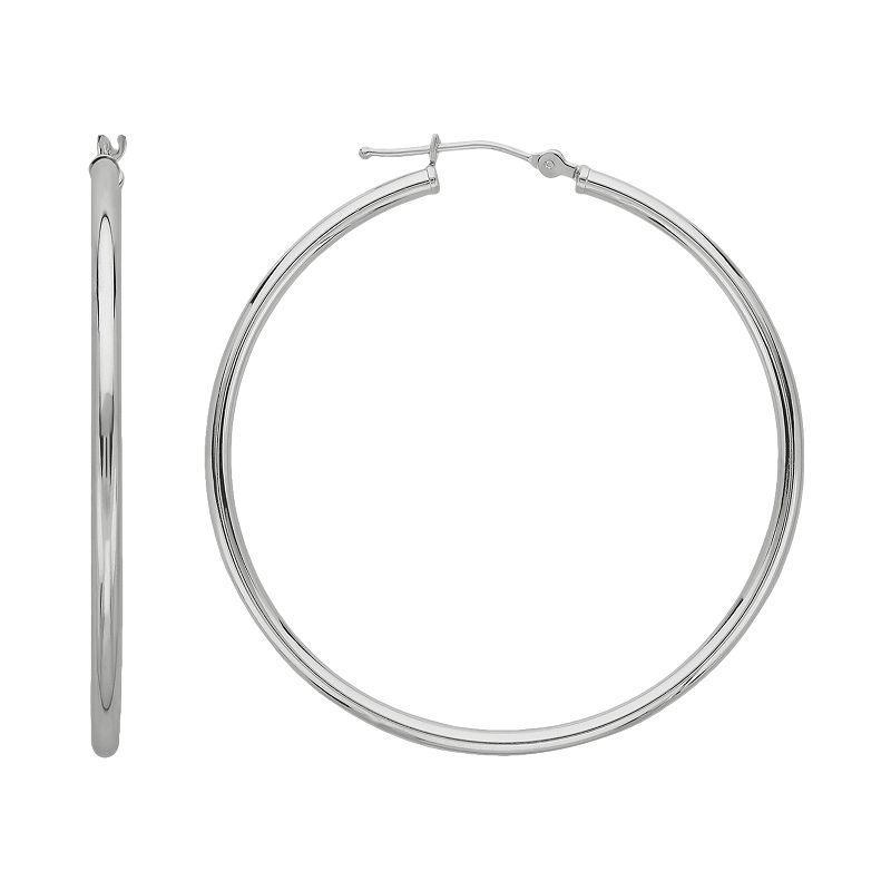 Everlasting Gold 10k White Gold Hoop Earrings, Womens Product Image