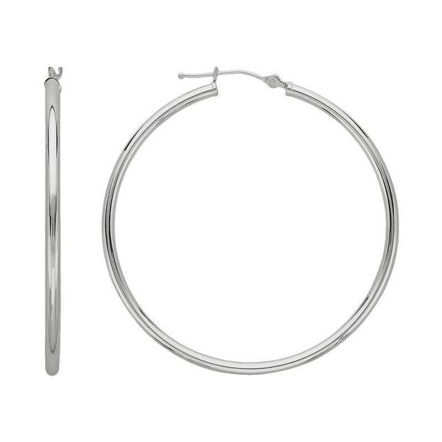 Everlasting Gold 10k White Gold Hoop Earrings, Womens Product Image