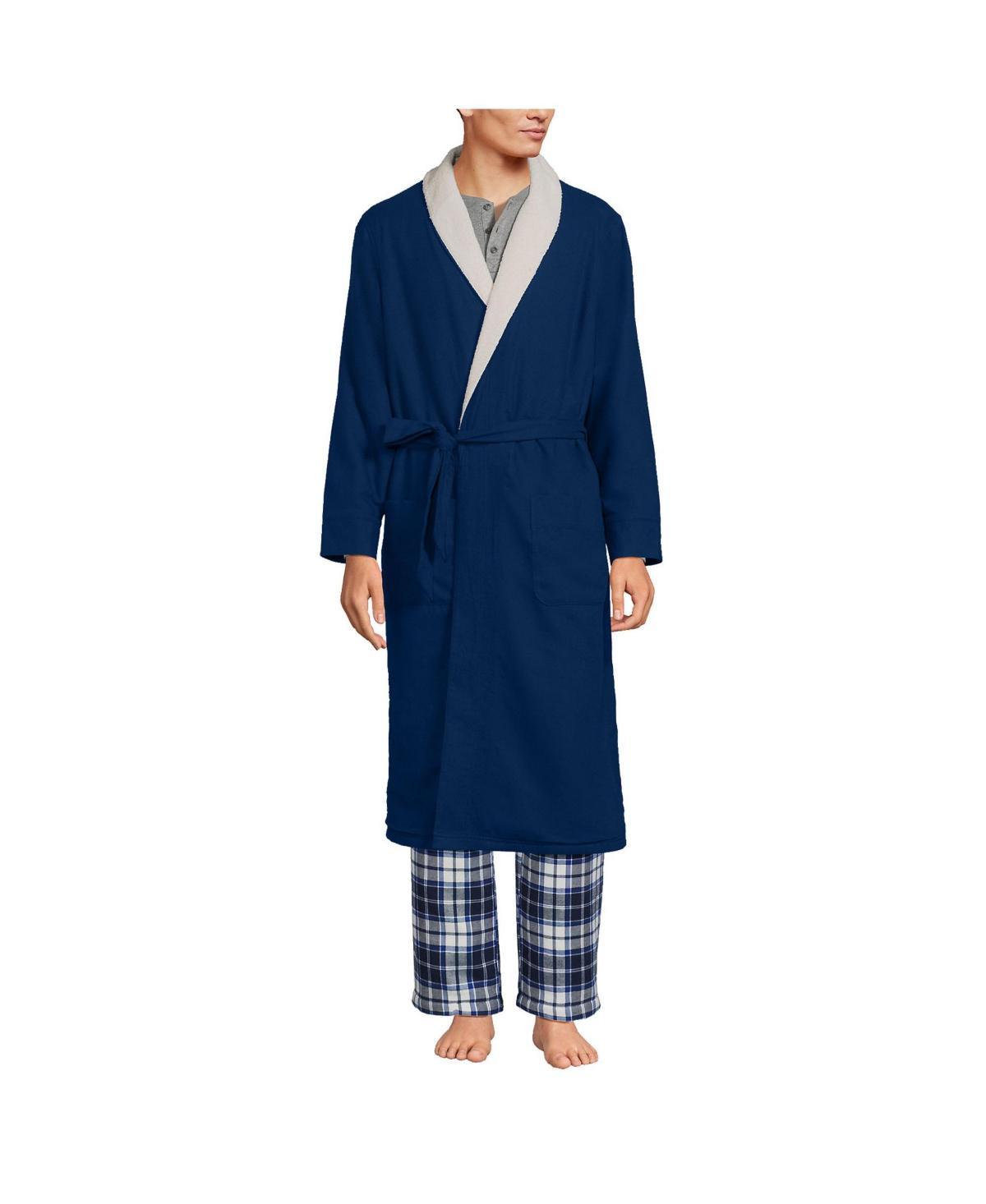 Lands End Mens High Pile Fleece Lined Flannel Robe Product Image