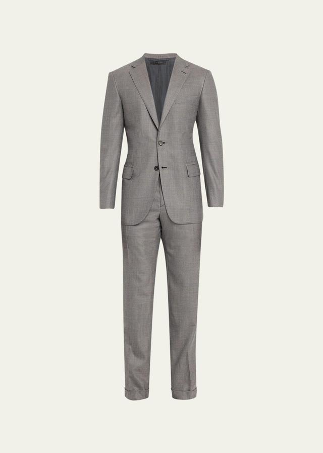 Mens Brun Super 150s Wool Plaid Suit Product Image