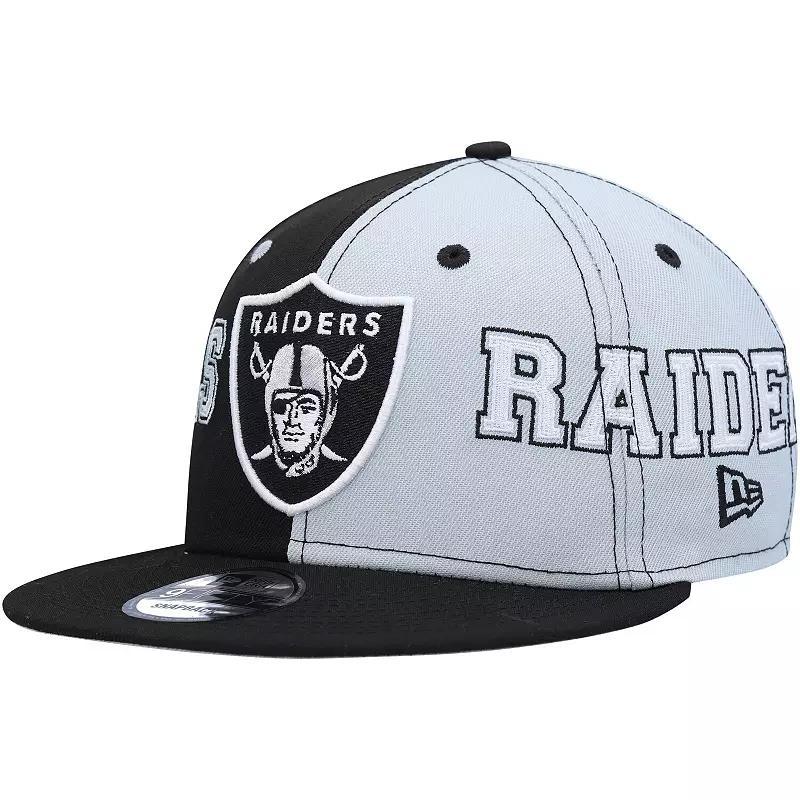 Mens New Era Black Las Vegas Raiders Team Split 9FIFTY Snapback Hat - Black Product Image