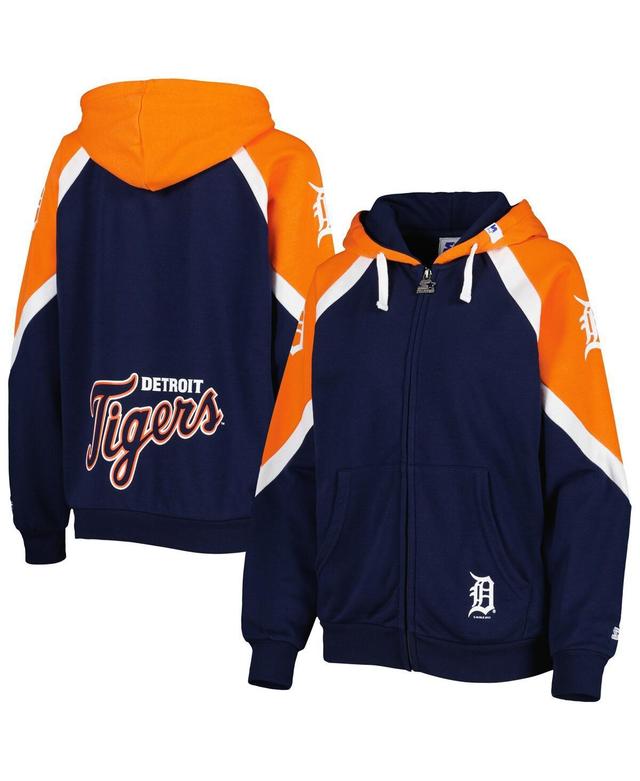 Womens Starter /Orange Detroit Tigers Hail Mary Full-Zip Hoodie Blue Product Image