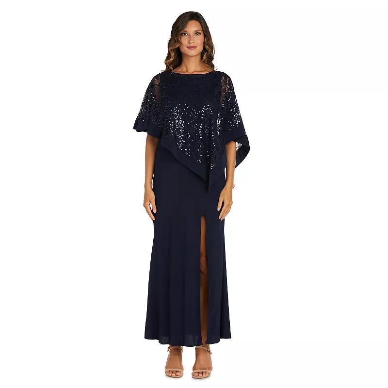 Womens R&M Richards Lace Poncho Evening Gown Black Product Image