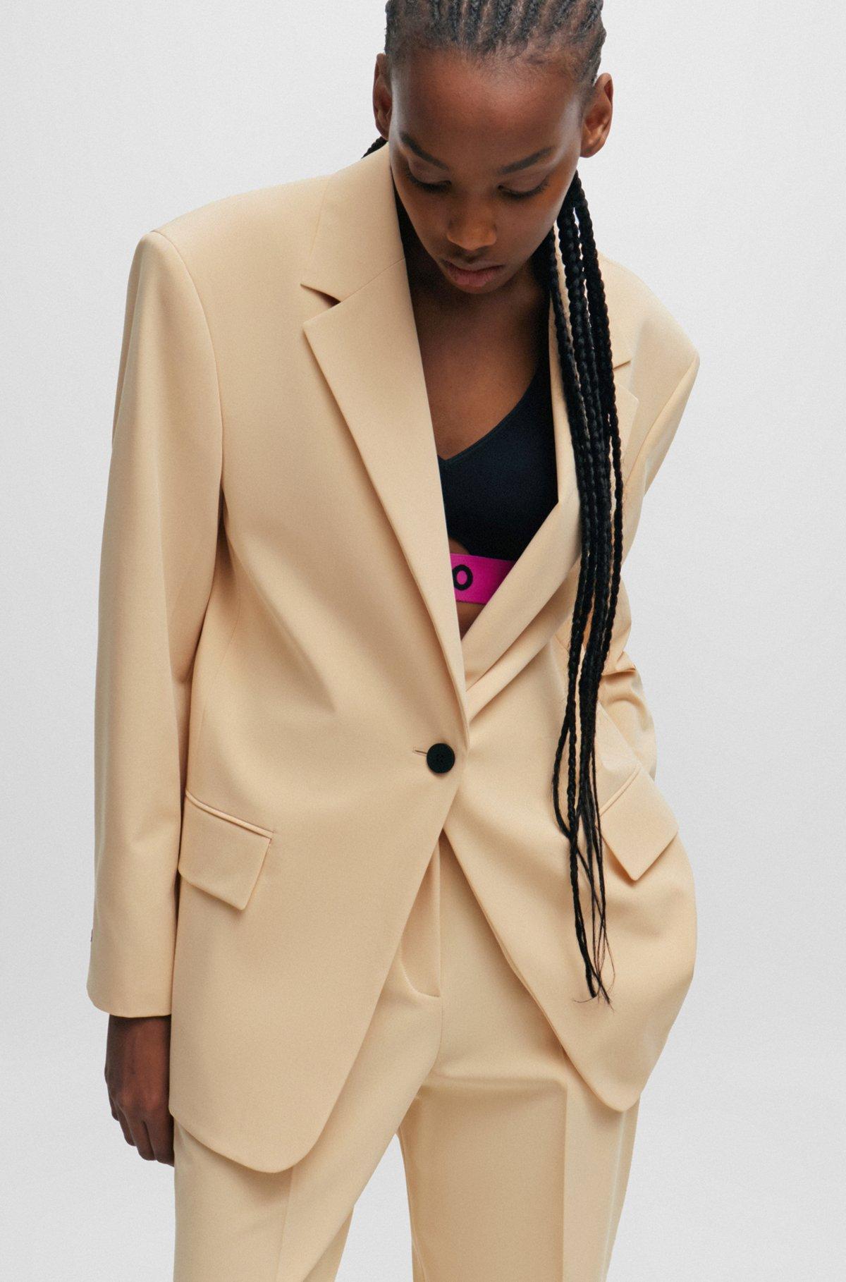 Oversize-fit jacket in stretch fabric with single button Product Image