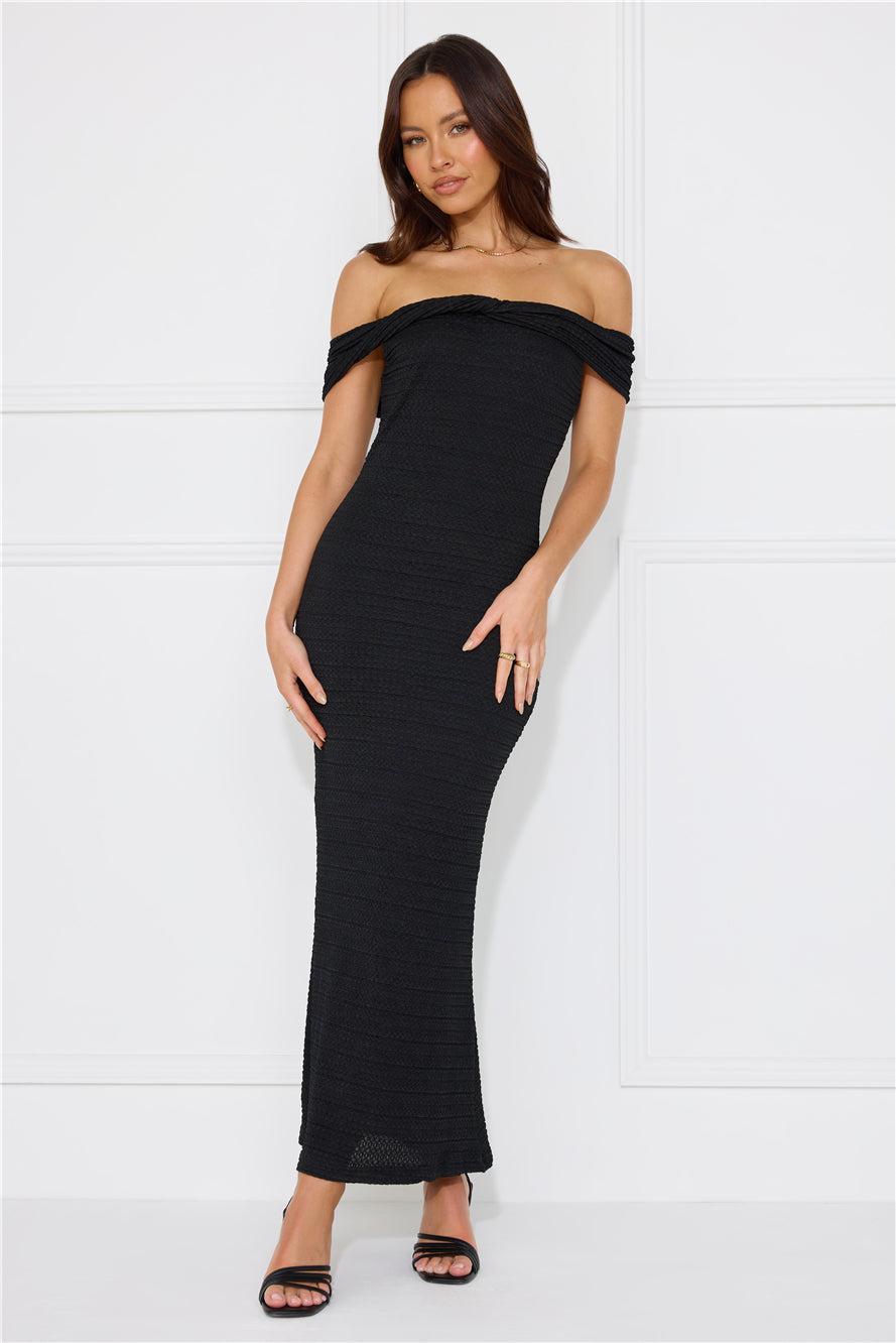 Fashion Fantasy Off Shoulder Maxi Dress Black Product Image